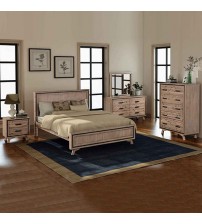 Seashore 5 Pcs Bedroom Suite in Solid Acacia Timber in Silver Brush Colour